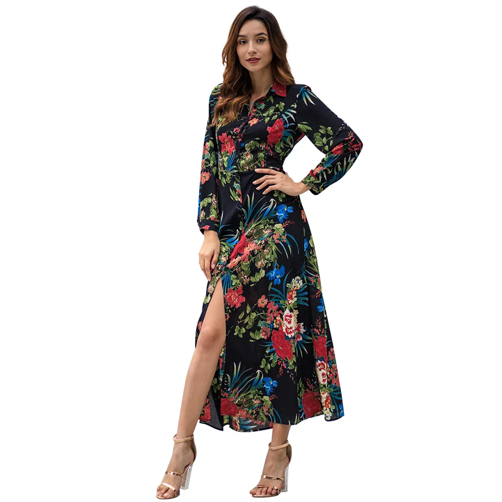 

Suit-dress 2019 Spring New Product Long Sleeve Posimi Second Printing Long Dress