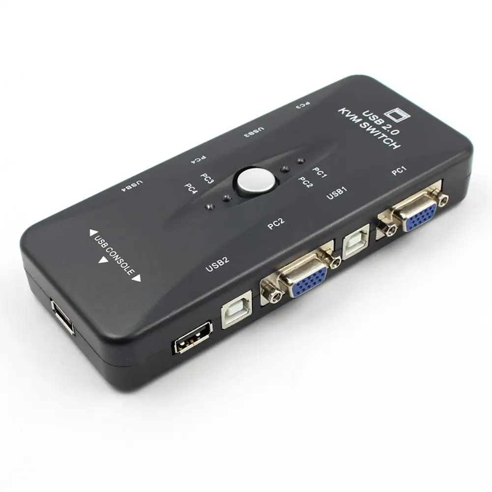 Новое поступление 4 порта USB 2 0 KVM переключатель мышь/клавиатура/принтер/VGA видео
