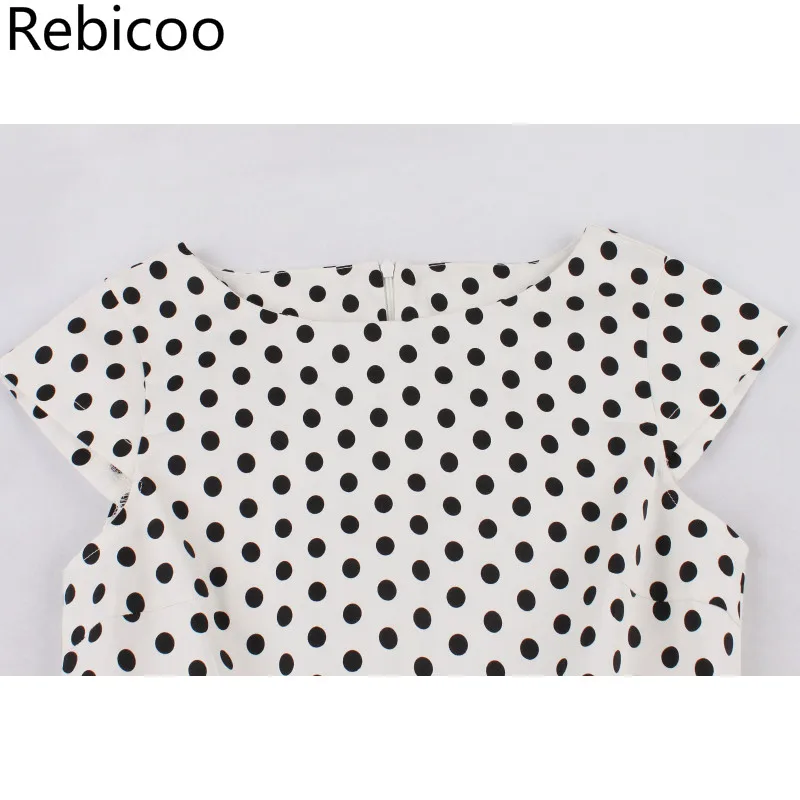 Plus Size Summer Dress Women Vintage Vestidos Polka Dot VestidoDress 50s 60s Ladies Retro Elegant Short Dresses 4XL | Женская одежда