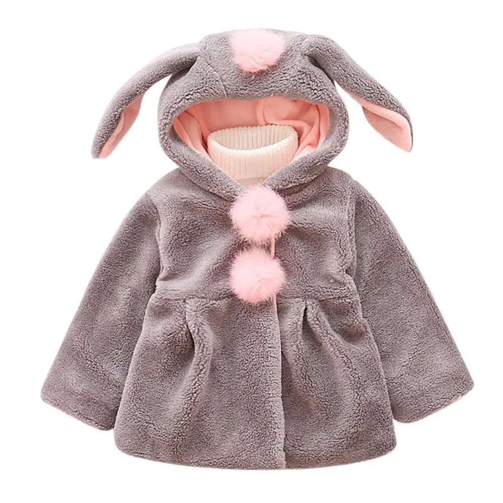 Kidlove BabyGirl свитер с кроличьими ушами теплые пальто кардиган Топы милый мультфильм