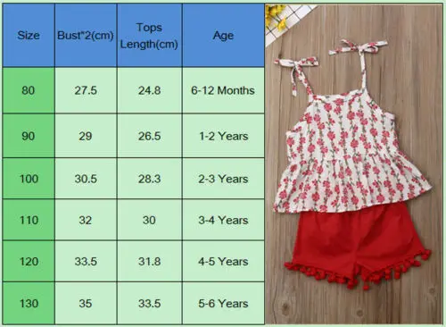 Toddler Kids Baby Bibs Girls Children Clothing Set Cotton Floral Colorful Cute T-shirt Tops+ Solid Red Shorts Outfits 2PCS | Детская