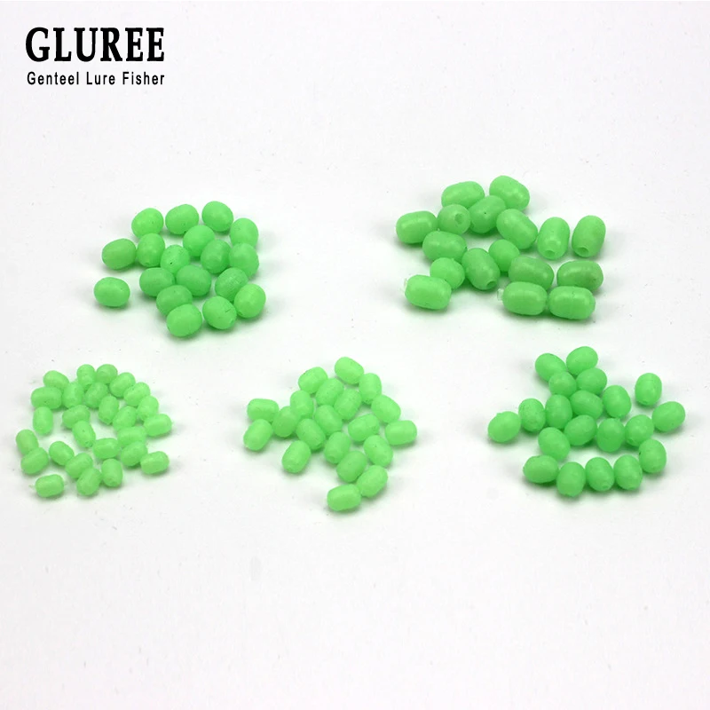 GLUREE 100 шт./лот циклические мягкие светящиеся бусины для рыбалки зеленая