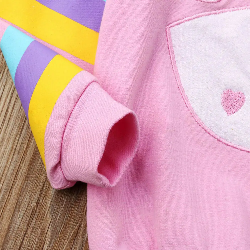 Розовый свитер с капюшоном единорогом для маленьких девочек на весну лето