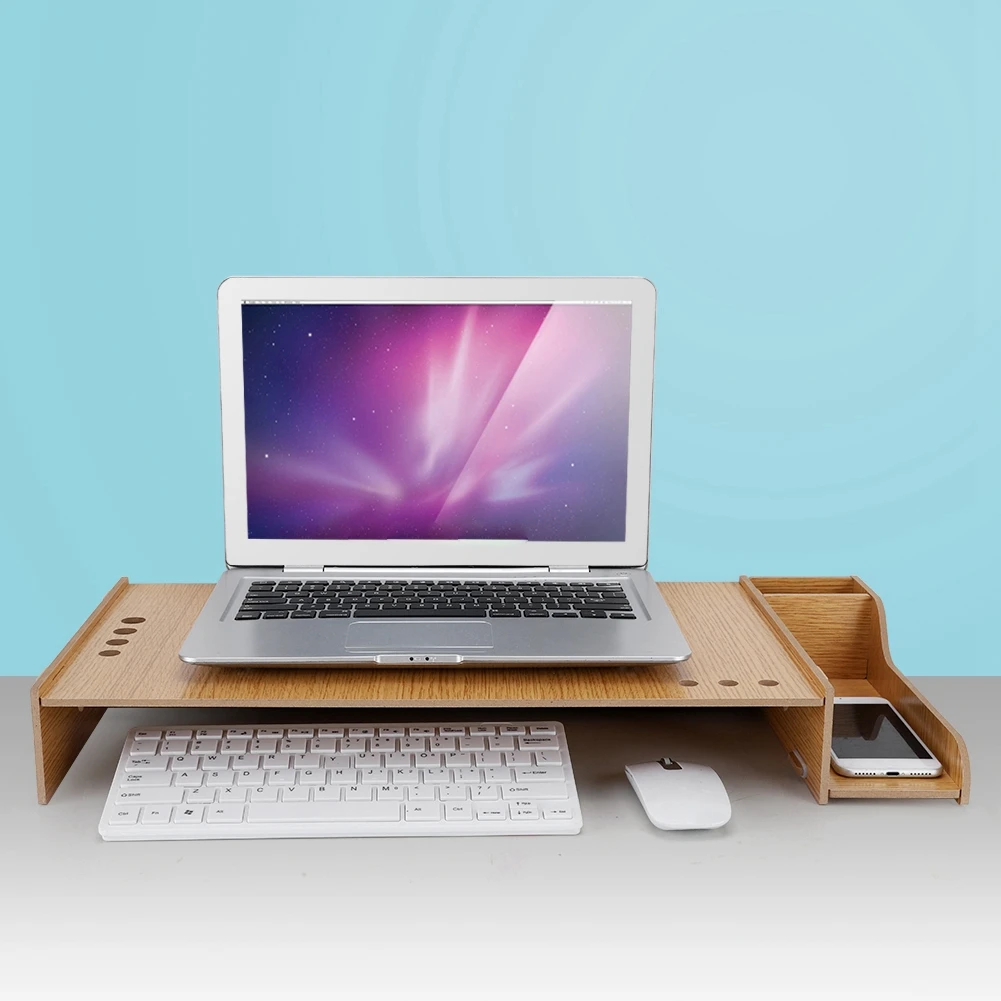 DIY офисный настольный монитор стояк стол Коробка для хранения деревянная стойка