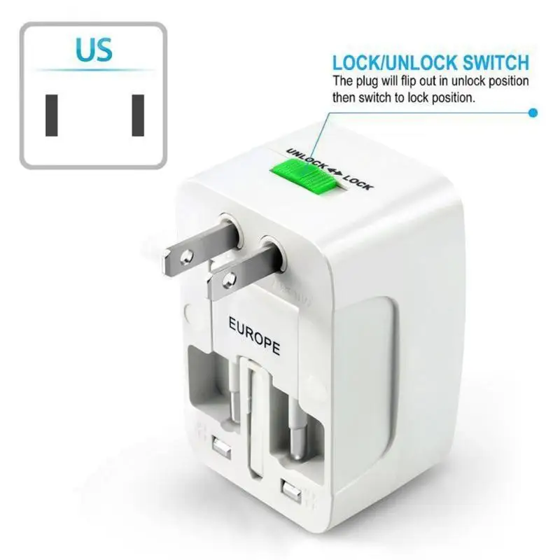 Universal AC 110V-250V 6A US EU AU UK Power Plug World Travel Wall Adapter Converter with LED Indicator White travel adapter | Электроника