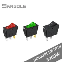 rocker switch power push button electrical ship type with lamp light 3 pins 16a250vac 20a125vac redgreenblack 10pcs