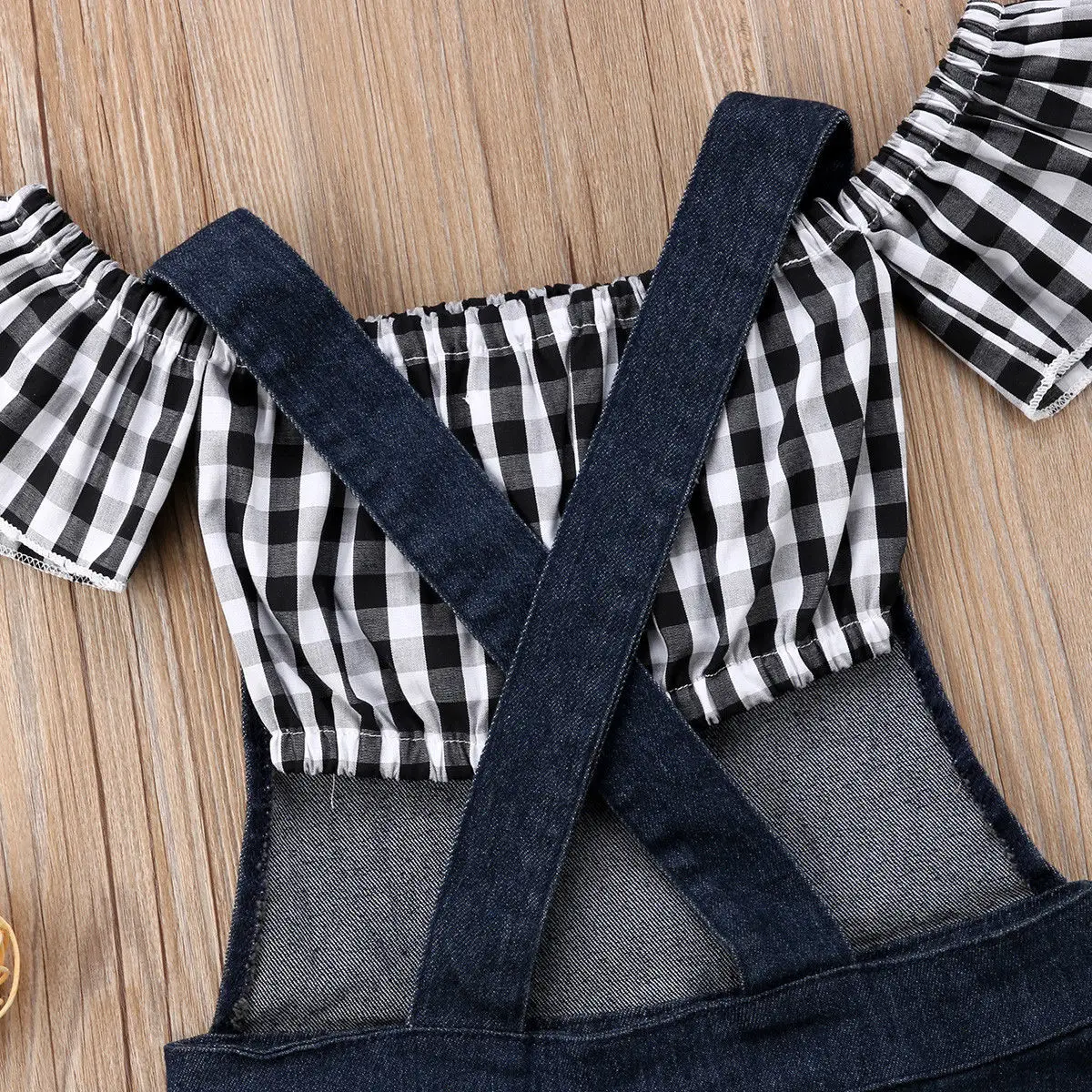 Детский плед для маленьких девочек топы с рукавами крылышками джинсовое платье