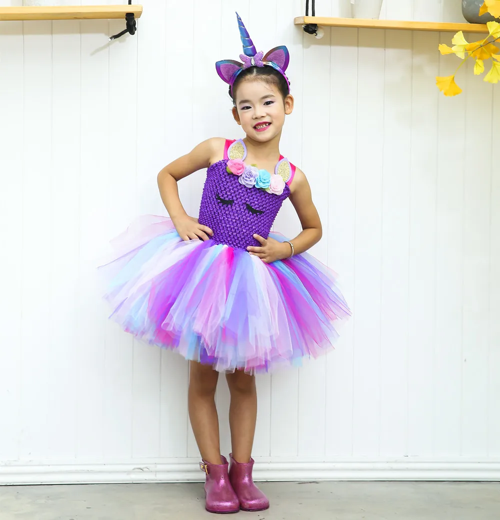 Пастельное платье-пачка для девочек с единорогом детские платья выпускного