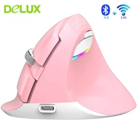delux m618 bluetooth 4 0 wireless 2 4g mouse vertical rechargeable ergonomic gaming mause usb optical pink mice for pc laptop