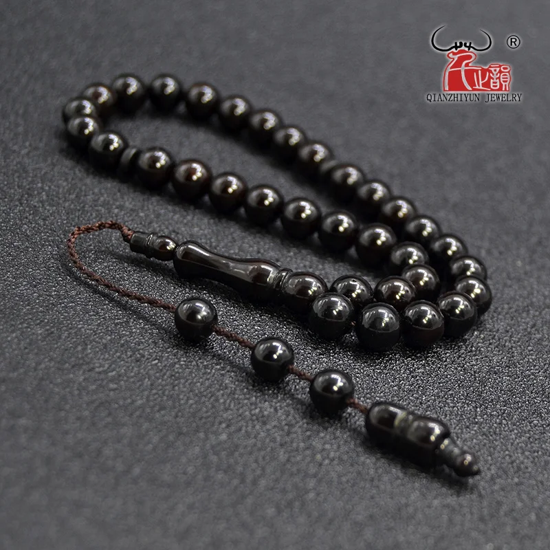 

MSL-005 High Quality Rosary Beads 33 Prayer Beads Natural Palm Fruit Kuka Tasbih Dyed black Bracelet 8mm 33Round bead