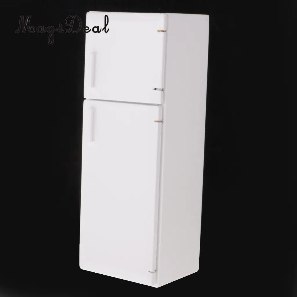 MagiDeal 1/12 кукольный домик миниатюрный кухонный белый деревянный холодильник с