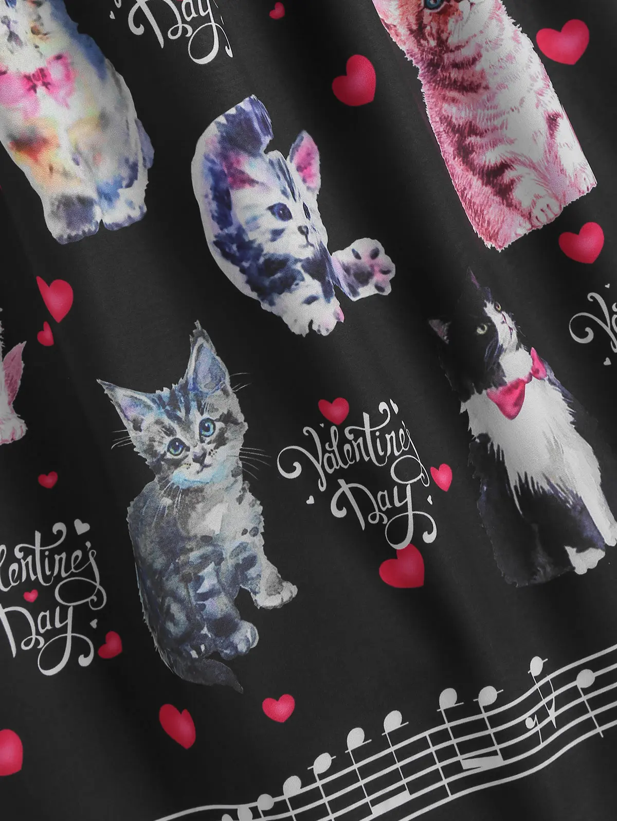 Wipalo Women Plus Size Cat Print Valentine A Line Vintage Dress O Neck Sleeveless Knee-Length Lace Panel 5XL Retro Vestido | Женская