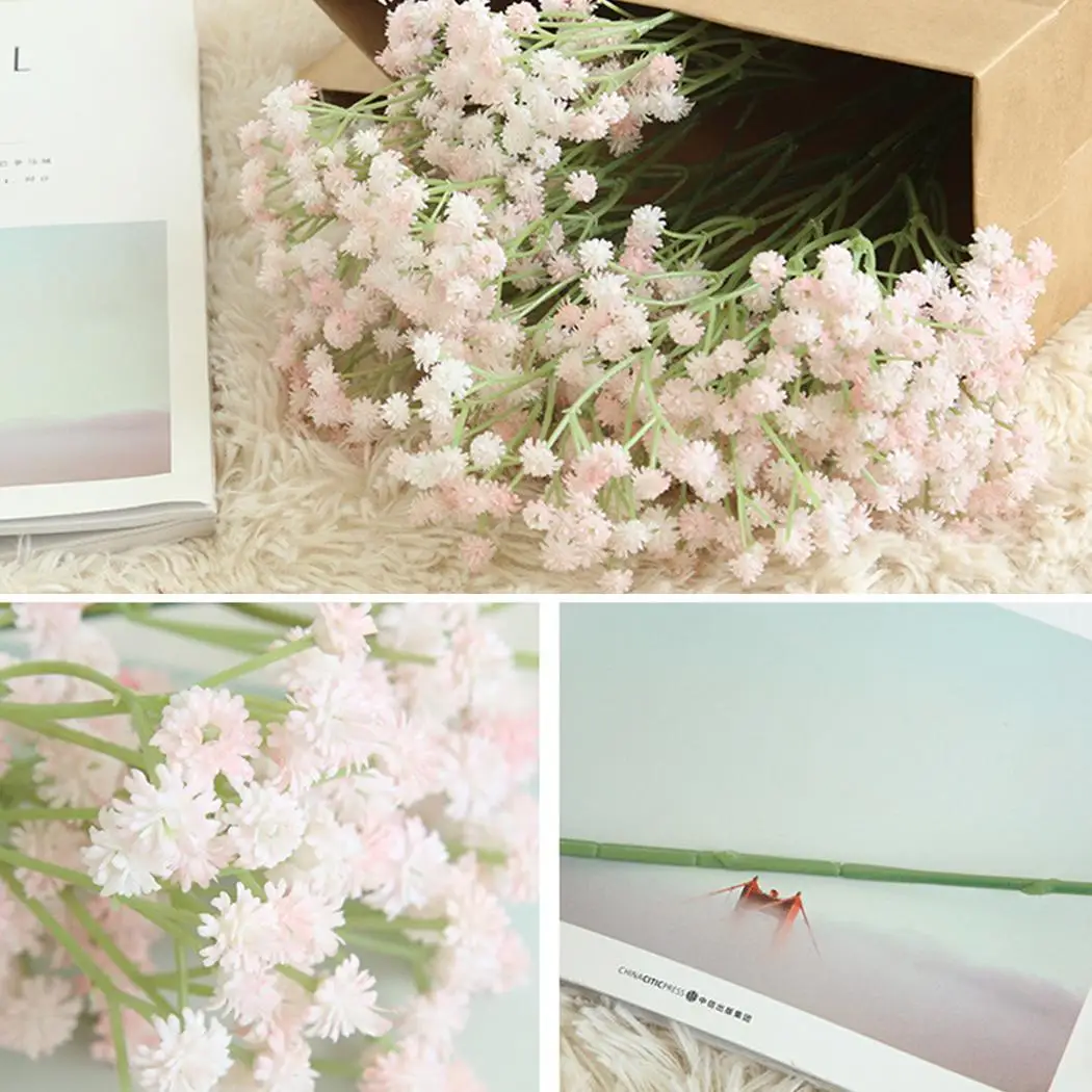 Искусственные цветы 1 шт. имитация поддельных цветов Gypsophila мягкий клей Флорес