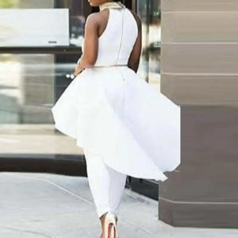 Elegant 2 Piece Set Women White Fashion Shirt Sexy Long Tail Summer Office Casual Pants Clothing Sets Ruffle Party Ladies Outfit | Женская