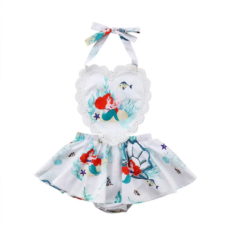Mermaid Toddler Baby Girl Bodysuit Jumpsuit Dress Outfit Clothes Sunsuit O-neck Sleeveless 0M-3T Summer Cotton | Детская одежда и
