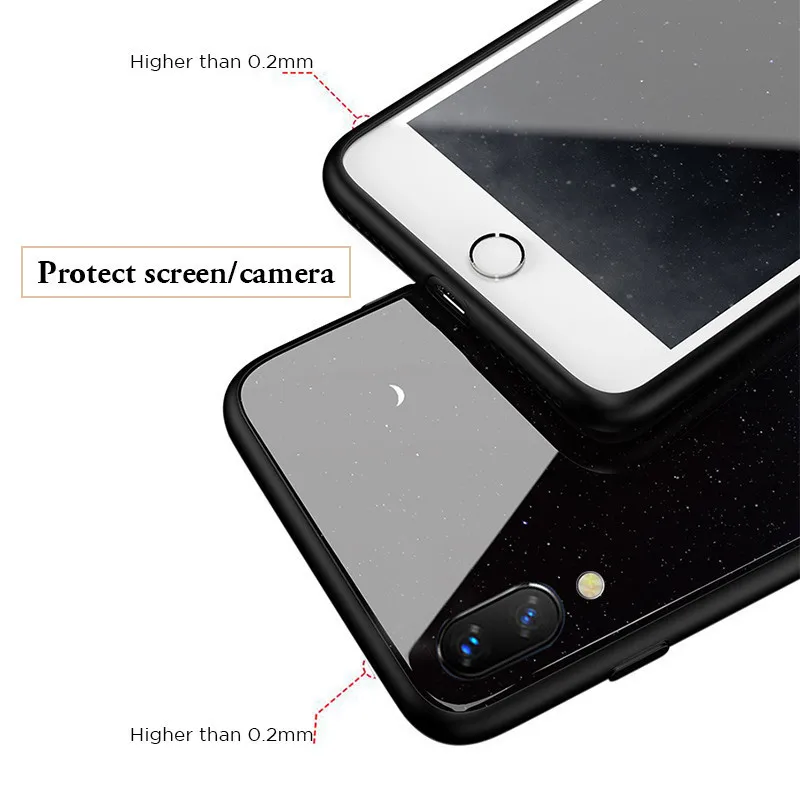 Звездный чехол из закаленного стекла для телефона iphone 8 plus Xr X тонкий Iphone xs max 7