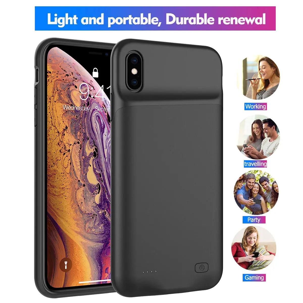 Для iPhone X Xs батарея зарядное устройство чехол с аудио 4000 мАч внешнего резервного