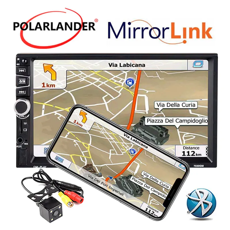 

7" 2 Din HD Audio GPS Navigation FM Multimedia Car Radio Stereo MP5 Player Bluetooth Vehicle Mirror Link For Android Rear Camera