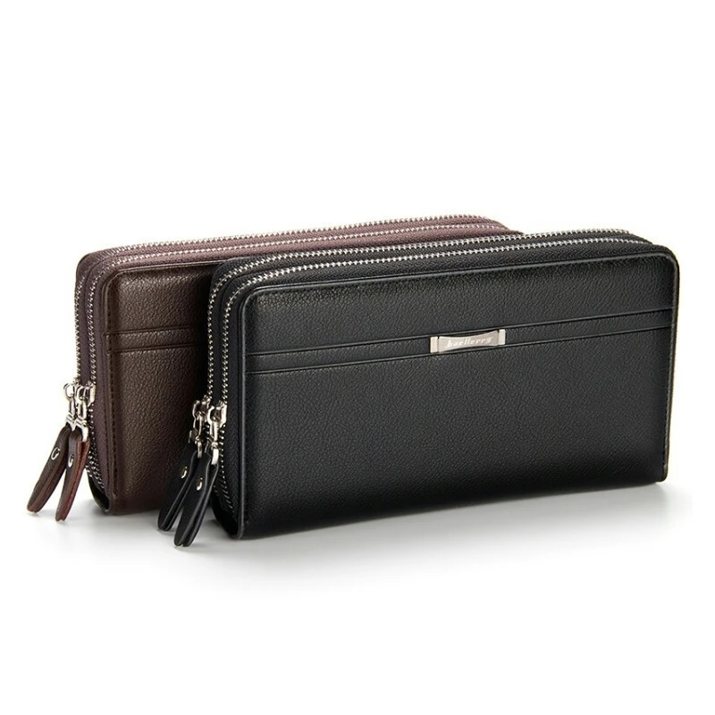 Взрывные модели большой объем мужской кошелек клатч двойная молния для монет