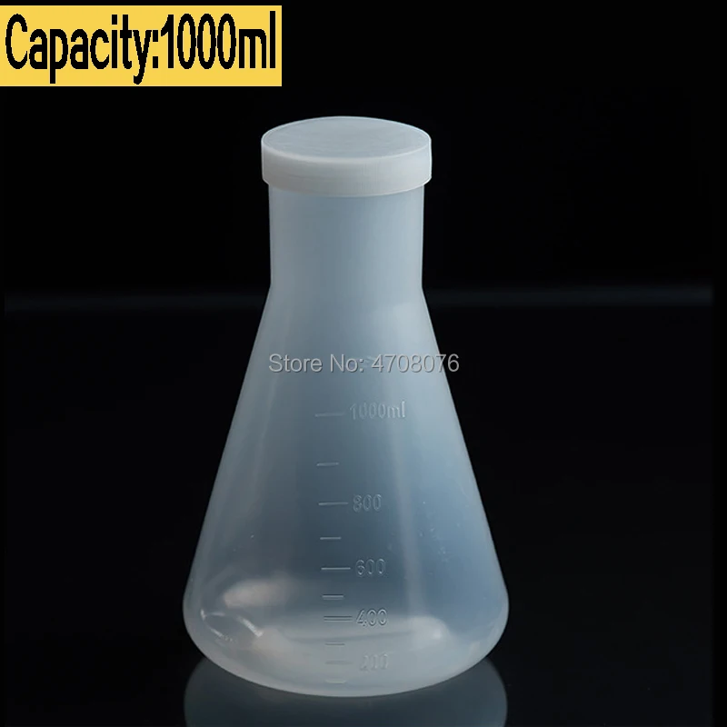 ПП градуированная коническая фляга Erlenmeyer с чехлом mark Triangle объемная крышкой для