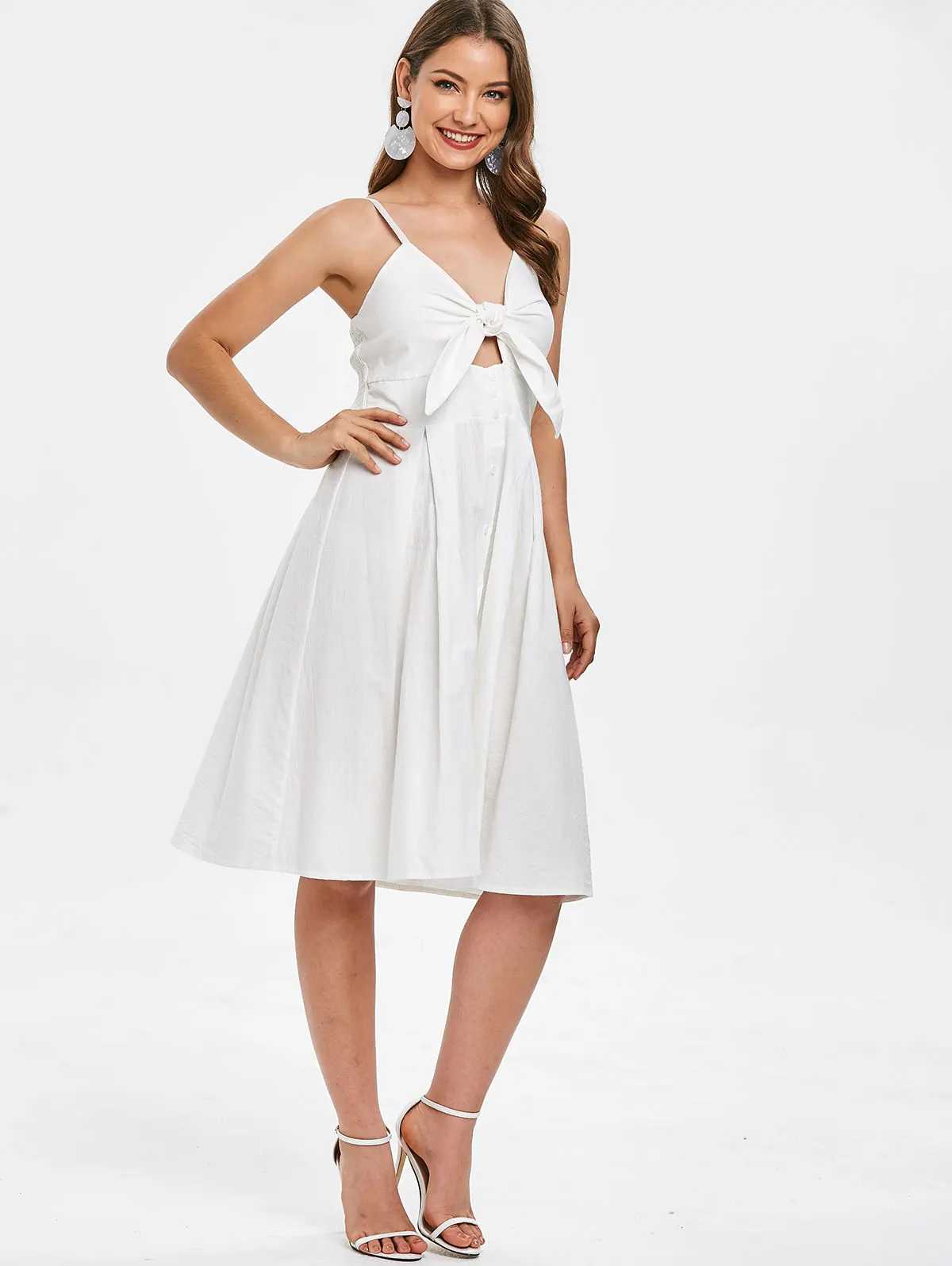 Женское платье на пуговицах Ins белое повседневное Хлопковое трапециевидной