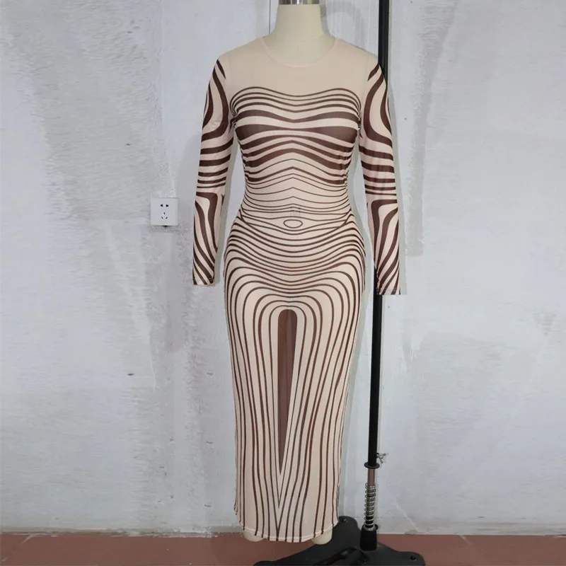 Платье с длинным рукавом из прозрачной сетки Vestidos 2019 сексуальное прозрачное