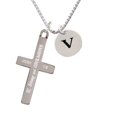 Диск 1/2 ''Initial v Strong и смело крест ожерелье|Подвески| |