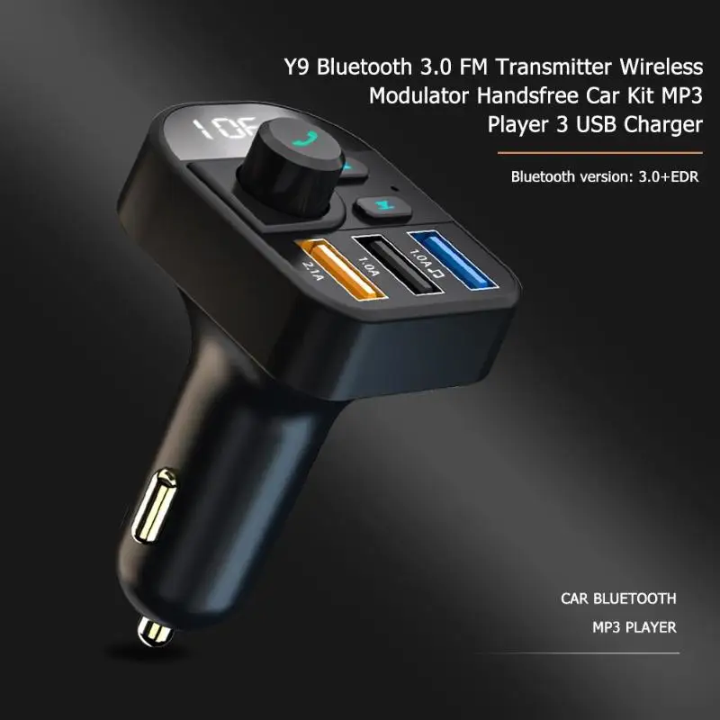 Y9 Bluetooth 3.0 FM Transmitter Handsfree Car Kit MP3 Player 3 USB Charger 3-port | Автомобили и мотоциклы