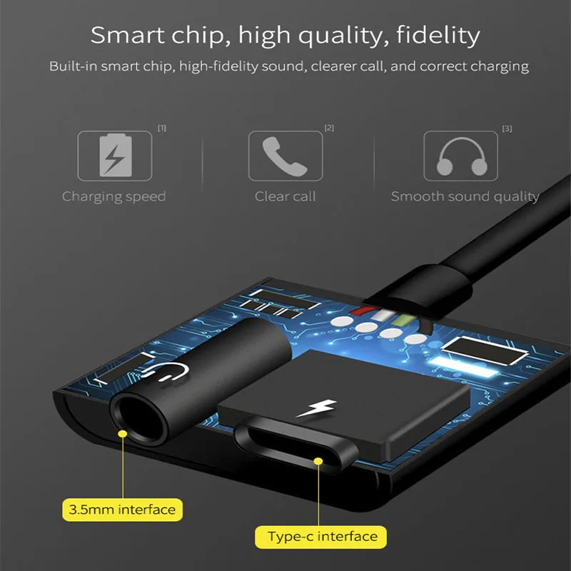 Аудиоадаптер USB Type C с разъемом 3 5 мм для наушников AUX аудио конвертер Samsung S8 Huawei mate 9