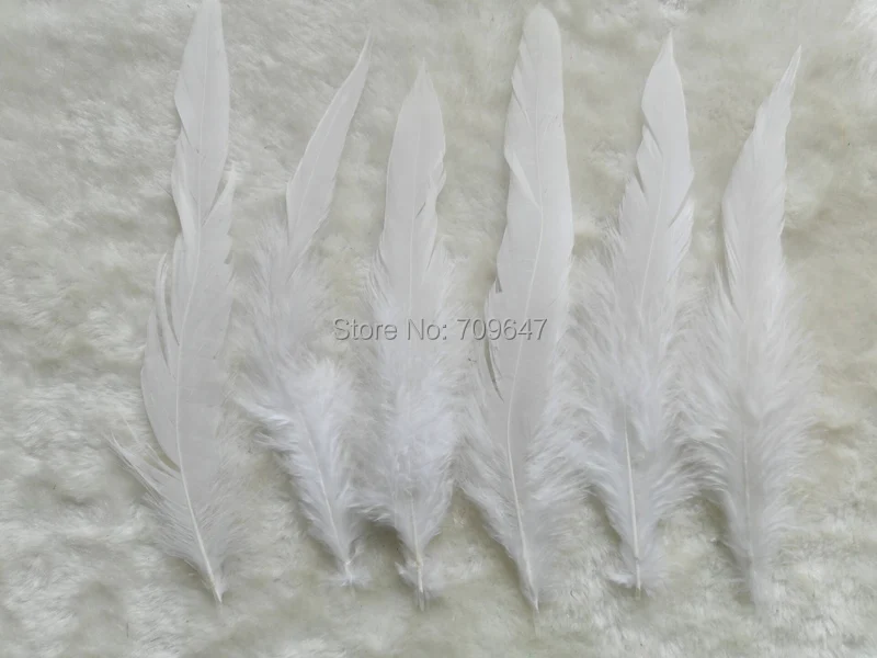 

50Pcs/Lot! 6-8Inches 15-20cm Long Natural WHITE Rooster Saddle Feathers, Loose Plumes for Jewelry Making