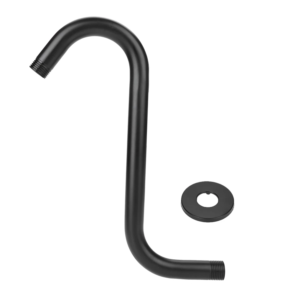 

8in 201 Stainless Steel High Rise S-Curved Shower Extension Arm G1/2" Bathroom Accessory Black