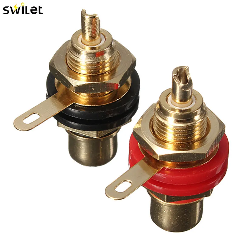 SWILET позолоченный RCA адаптер для монтажа на панель 2 шт. гнездо Phono гнездовой разъем