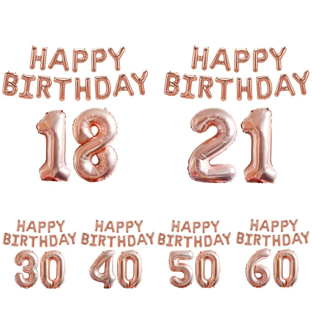 Фольга из розового золота воздушный шар 18th 21th 30th 50th День Рождения украшения для