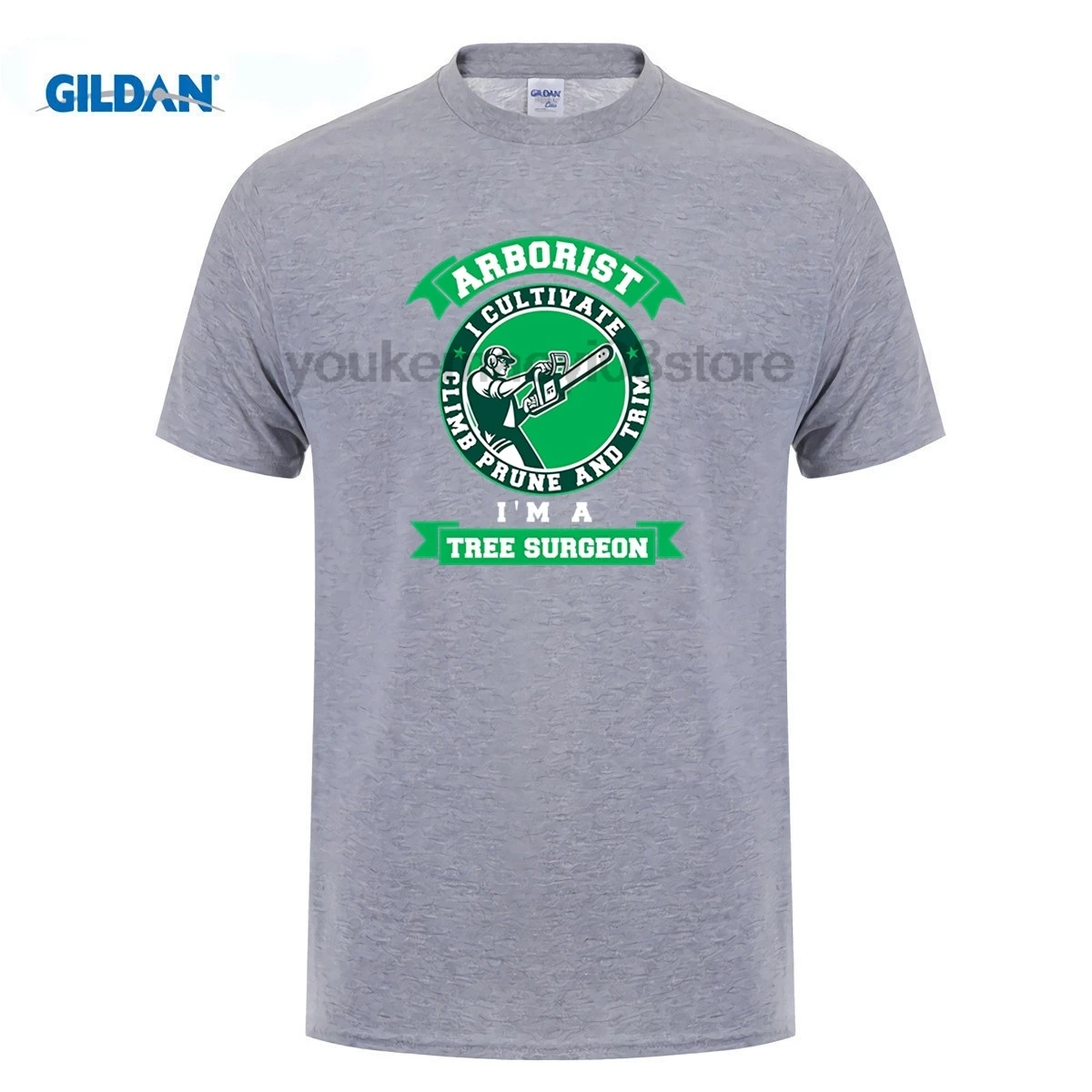 GILDAN хлопковая Футболка с круглым вырезом и принтом Arborist I cultiate climb prune and trim Im a tree