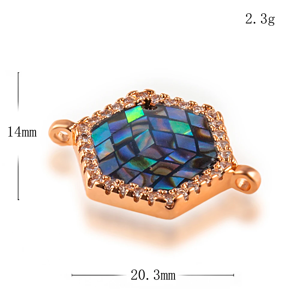 20*14mm Pentagonal High Quality DIY Bracelet Jewelry Accessories Making Necklace Pendant Connector Abalone Shell Copper Zirconia | Украшения
