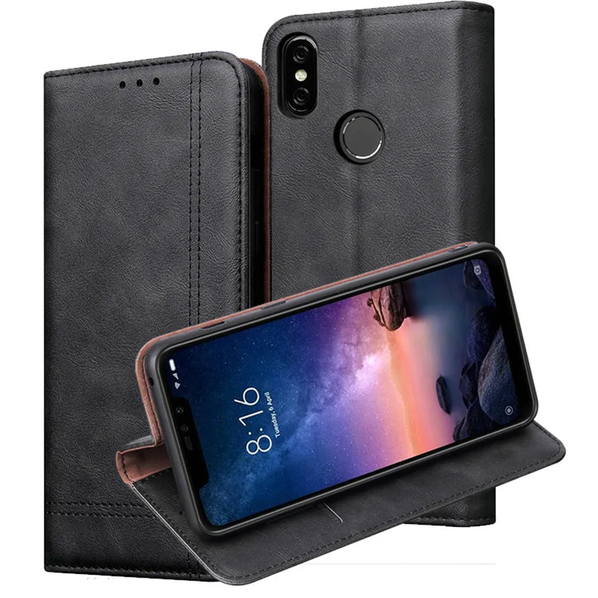 Чехол Telefoon Hoes для Xiaomi Redmi Note 6 4 ГБ 64 Роскошный кожаный флип бумажник с подставкой