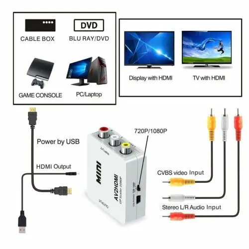 HDMI к RCA AV/CVBs 1080P композитный видео аудио адаптер конвертер для PAL/NTSC |