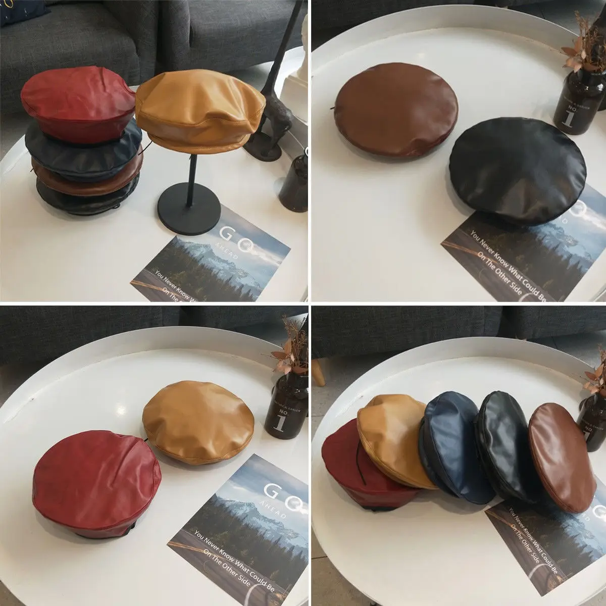 Винтажный берет из искусственной кожи модная женская плоская шапка осенне