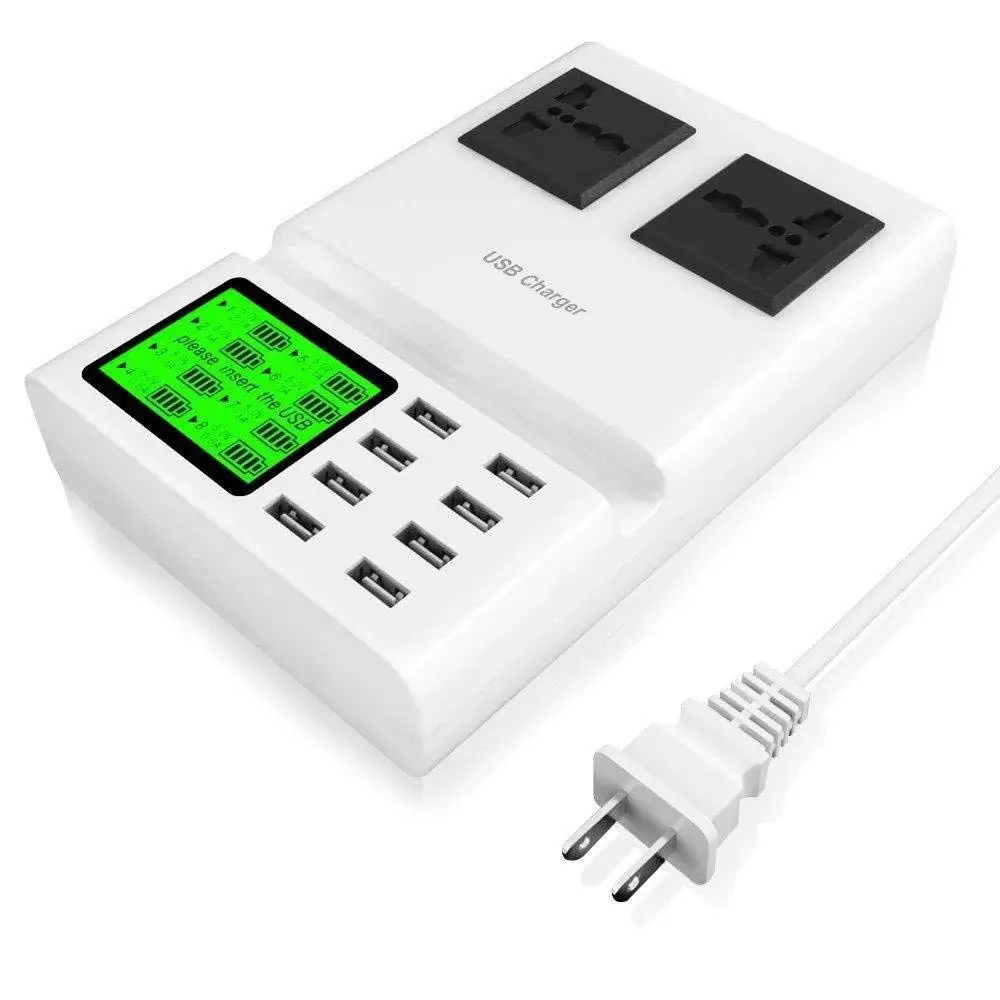 Универсальное зарядное устройство для путешествий портативное USB с 8 портами ЖК