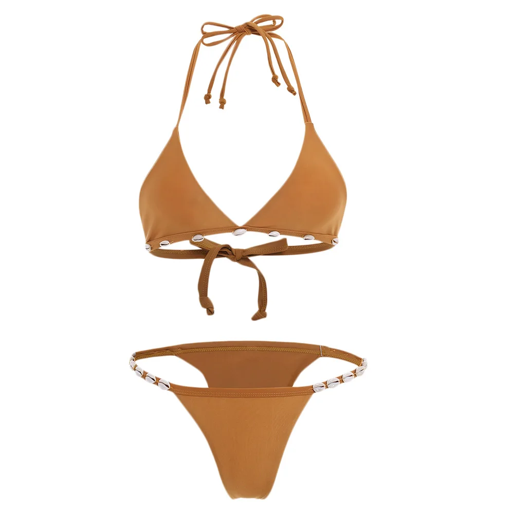 ZAFUL String нашивка в виде ракушки комплект бикини Холтер повязки стринги 2019 без