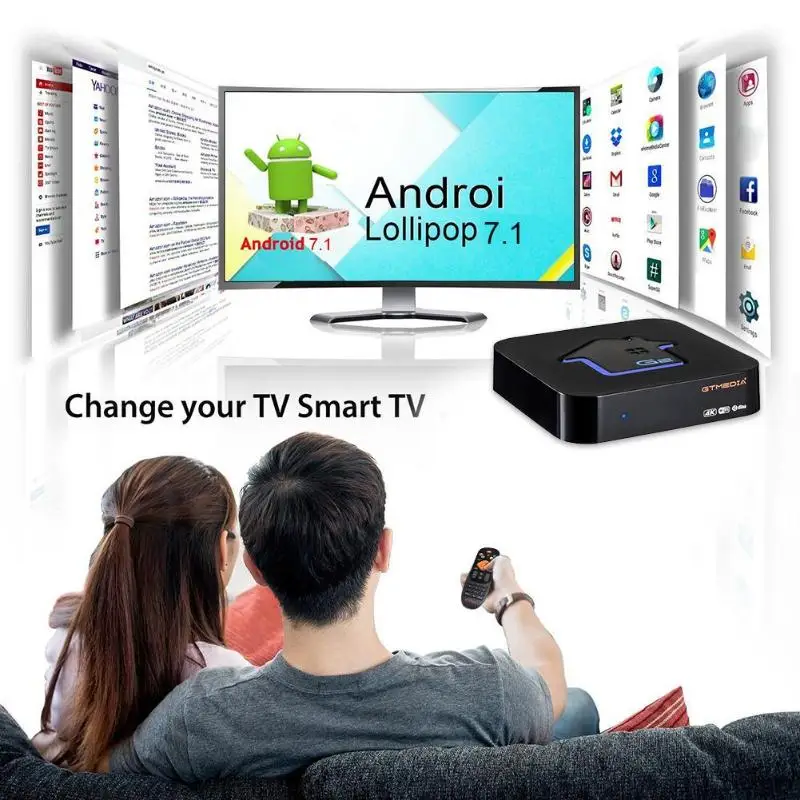 GTMEDIA G2 Android 7.1 TV Box 2GB+16GB S905W Quad Core 2.4G WiFi Set Top Set-top Unit Smart Case | Электроника