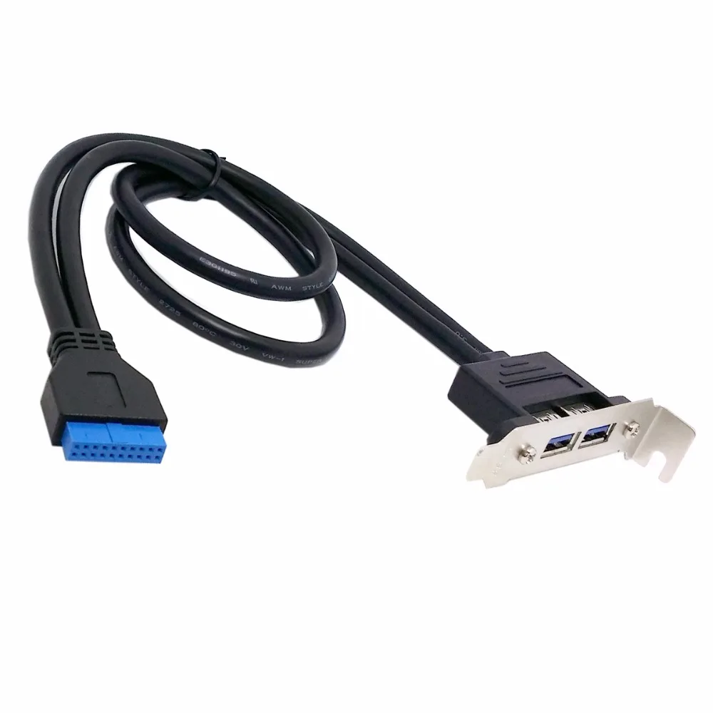 USB 3 0 женская задняя панель с двумя портами для материнской платы 20-контактный