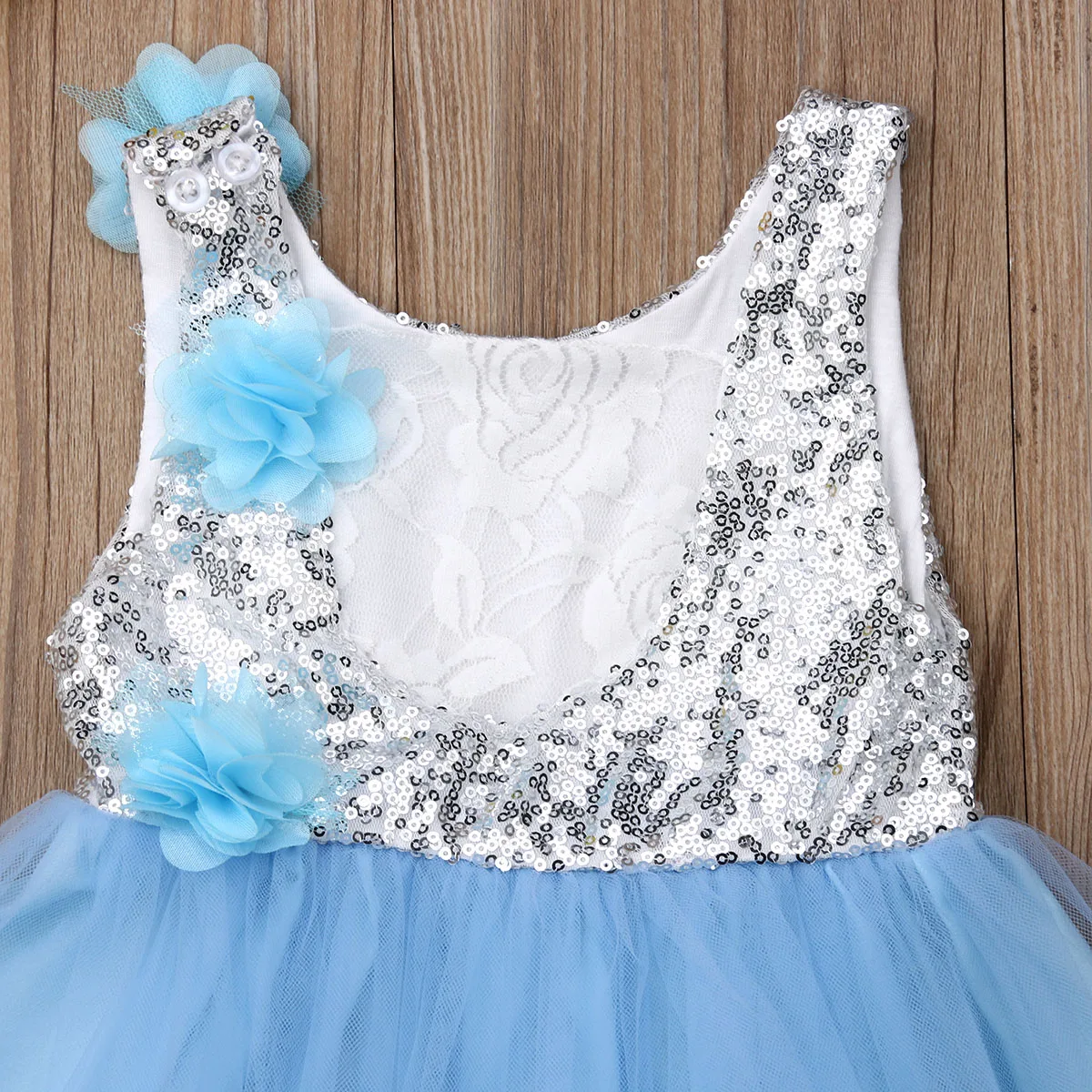 Pudcoco Girl Dress 3Y-7Y Girls Princess Gown Sequined Lace Patchwork Flowers Sleeveless | Детская одежда и обувь