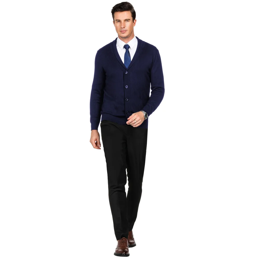 PJ Мужской кардиган с v-образным вырезом и воротником на пуговицах повседневный