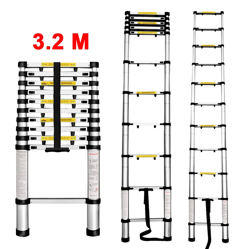 Finether 3 2 м Портативный Heavy Duty Алюминий телескопическая лестница с 1 дюймовый защита