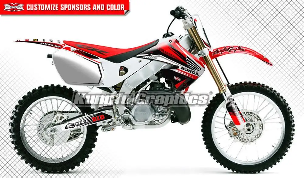 KUNGFU графика Dirt Bike наклейки Комплект мотоцикл мотокросса виниловая пленка для Honda