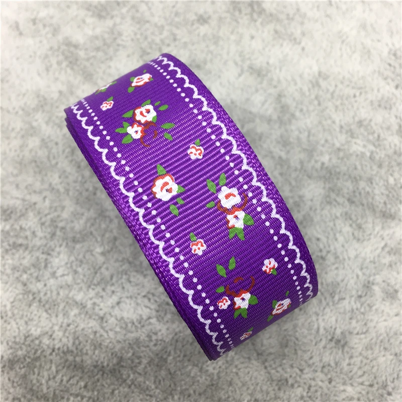5Yards/lot 1&quot (25mm) Printed Flower Grosgrain Ribbon Hair Bow Wedding Christmas Decoration DIY Sewing #35~36 | Дом и сад