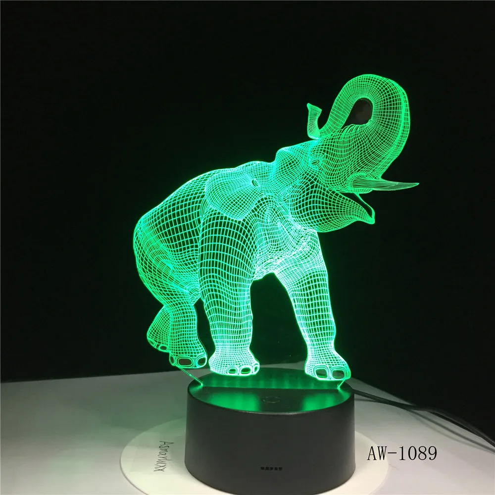 3D светодиодный ночсветильник танцевальный слон с 7-цветным светом для украшения