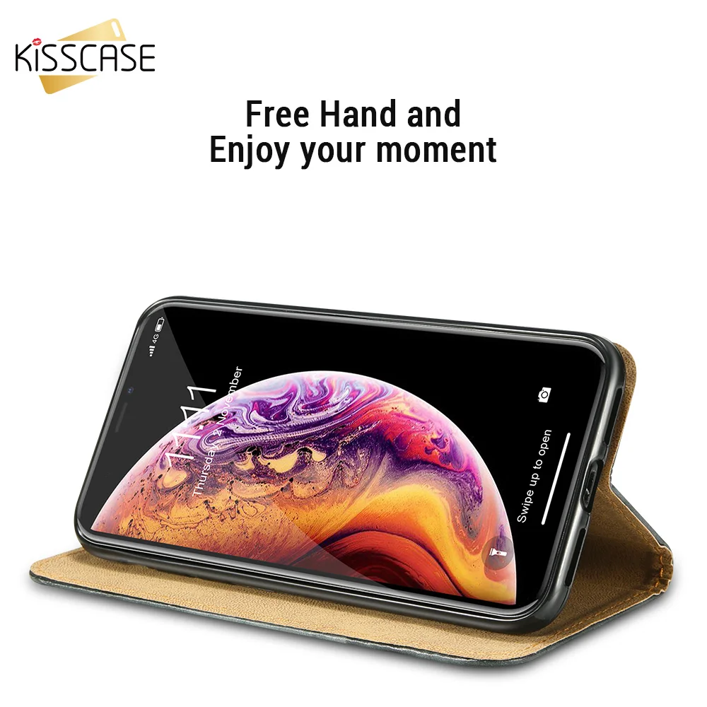 KISSCASE Чехол бумажник на магните для iphone XR XS Max X 7 8 6 6S Plus кожаный флип чехол телефона