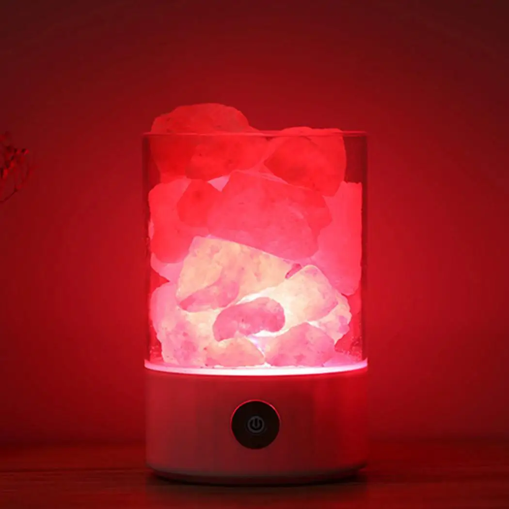 Night White Himalayan Light Salt Lamp 780g Crystal M2 Natural Negative Ion Cylindrical Charging 36V Black USB | Лампы и освещение